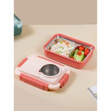 Nestasia 2-Grid Bento Lunch Box with Removable Stainless Steel Tray Pink 800 ml