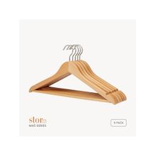 STOR Wooden Shirt Hanger with Ribbed Bar- Beige