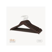 STOR Wooden Shirt Hanger with Ribbed Bar- Umber