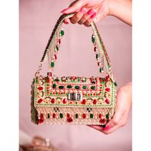 House Of Kosha Noor Multi-Colour Suede Embellished Hand Bag