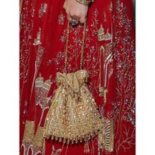 House Of Kosha Haya Gold Embellished Crystal Potli Bag
