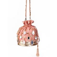 House Of Kosha Sheesh Mahal Pink Embellished Potli Bag