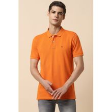 Allen Solly Men Orange Solid Polo Neck T-Shirt