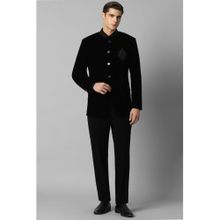 Louis Philippe Men Black Regular Fit Embellished Party Two Piece Suit (Set of 2)