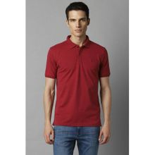 Louis Philippe Men's Slim Fit Solid Red Pique Polo Tshirt