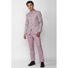 Peter England Men Pink Print Slim Fit Wedding Two Piece Suit (Set of 2)