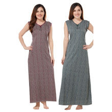 PIU Womens Cotton Sleeveless Nightdress (Pack of 2)