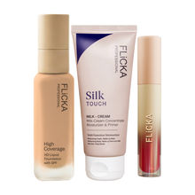 FLiCKA Combo Pro HD Liquid Foundation 101 Fair + Silk Touch Primer + R U Ready Liquid Lipstick