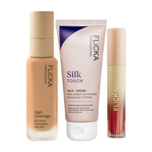 FLiCKA Combo Pro HD Liquid Foundation 103 Medium + Silk Touch Primer + R U Ready Liquid Lipstick