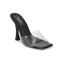 Truffle Collection Black Patent Perspex Stiletto Mules