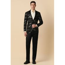 Allen Solly Men Black Slim Fit Self Design Party Suit (Set of 2)