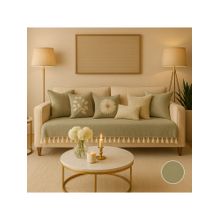 THROW PILLOW Olive With Small Tassel Trim Lace Sofa Cover