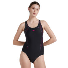 Speedo Women Hyperboom Splice Raceback One Piece Swimwear Black & Electric Pink
