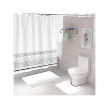 The Better Home Shower Curtain & Bathmat Set (Black Triangle Bottom)
