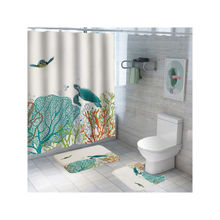 The Better Home Shower Curtain & Bath Mat Set Turtle Tide