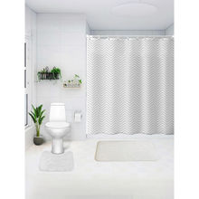 The Better Home Shower Curtain & Bath Mat Set Triangular Masonry