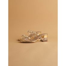 Eridani Transparent And Embellished Gold Jenna Heels