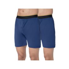 Bummer Blue Mens Solid Micro Modal Boxers Ultra Soft & Breathable (Pack of 2)