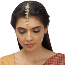 Accessher Traditional Delicate Gold Plated Kundan Maang Tikka for Women
