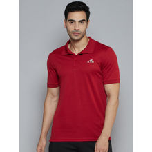 Alcis Men Maroon Solid Polo Collar Slim Fit T-shirt