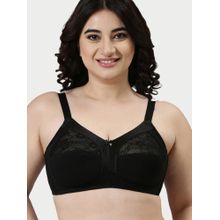 Enamor A014 M-Frame Contouring Full Support Bra - Supima Cotton Non-Padded Wirefree - Black