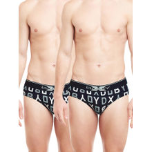BODYX Mens Cotton Printed Briefs Navy Blue (Pack of 2)