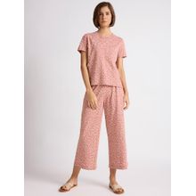 Chemistry Ditsy Printed Cotton Jersey Nightsuit Pink