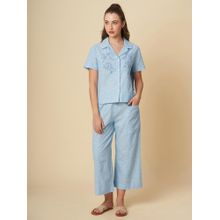 Chemistry Embroidered Nightsuit Blue