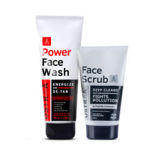 Ustraa Power Face Wash De-tan & Activated Charcoal Face Scrub