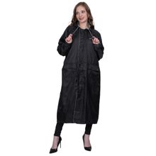 YOUTH ROBE Womens Long Waterproof Raincoat with Hood Lightweight Stylish - Black