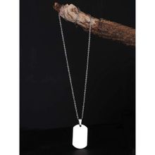 OOMPH Silver Tone Stainless Steel Army Dog Tag Pendant with Chain