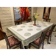 Stole & Yarn Floral Green Jaipuri 4 Seater Cotton Table Cover - 107