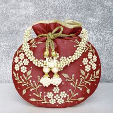 Peora Potli Bags Evening Bags Ethnic Bride Purse with Drawstring Maroon - P86M
