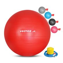 Vector X Exercise Ball - Professional Grade Anti-Burst Ball Yoga Fitness 55Cm Red