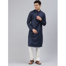 Manthan Blue Art Silk Solid Kurta and Pyjama (Set of 2)