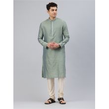 Manthan Green Blended Viscose Woven Kurta and Churidar (Set of 2)