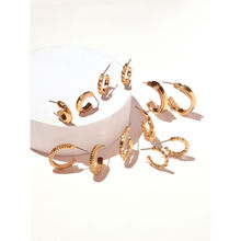 ToniQ Classic Gold Plated Hoop Earrings for Women (Set of 6)