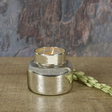 Manor House Roshni Mercury Glass Jar Filled With Flavoured Candle And Wooden Lid 4.5" Tall