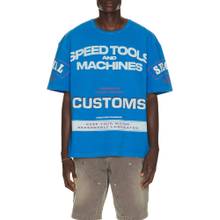 Deus Ex Machina Flohmarkt Men's Graphic Print Crew Neck Oversized T-Shirt Blue
