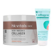 HealthKart HK Vitals Skin Radiance Collagen Powder, Orange & Collagen Face Cleanser (Combo Pack)