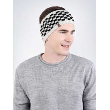 Bharatasya Check Knitted Warm Woolen Black Head Band