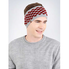 Bharatasya Check Knitted Warm Woolen Red Head Band