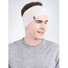 Bharatasya Check Knitted Warm Woolen Solid Trendy White Head Band