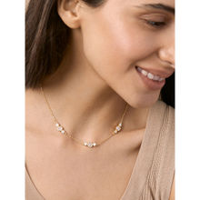 MINUTIAE Women Gold-Toned White Crystal Studded Three Piece Chain Collar Necklace