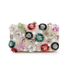 Anekaant Adorn Cream & Multi Faux Silk Floral Embellished Clutch