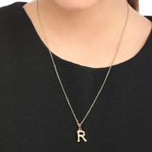 Yellow Chimes Gold -toned Stainless Steel Initial Alphabet Letter R Pendant with Chain