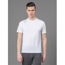 Red Tape White Nylon Spandex Solid Mens Activewear T-Shirt