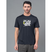 Red Tape Black Nylon Elastane Round Neck Mens Athleisure Half Sleeve T-Shirt