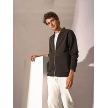 Selected Dark Brown Jersey Bomber Sweatshirt