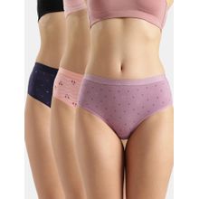 Jockey D301 Women Disney Cotton Hipster-Valerian, Candlelight Peach And Navy (Pack of 3)